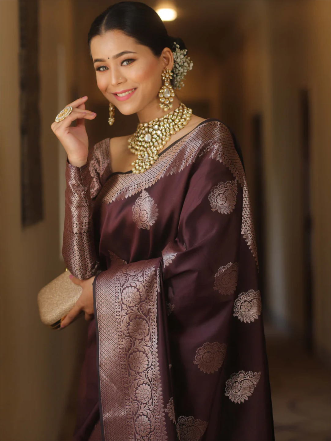 Women Jacquard Saree 1159 Maroon