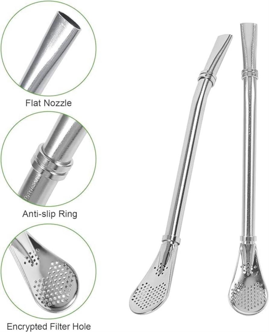 2 In 1 Straw Filter Spoon Pack of 2