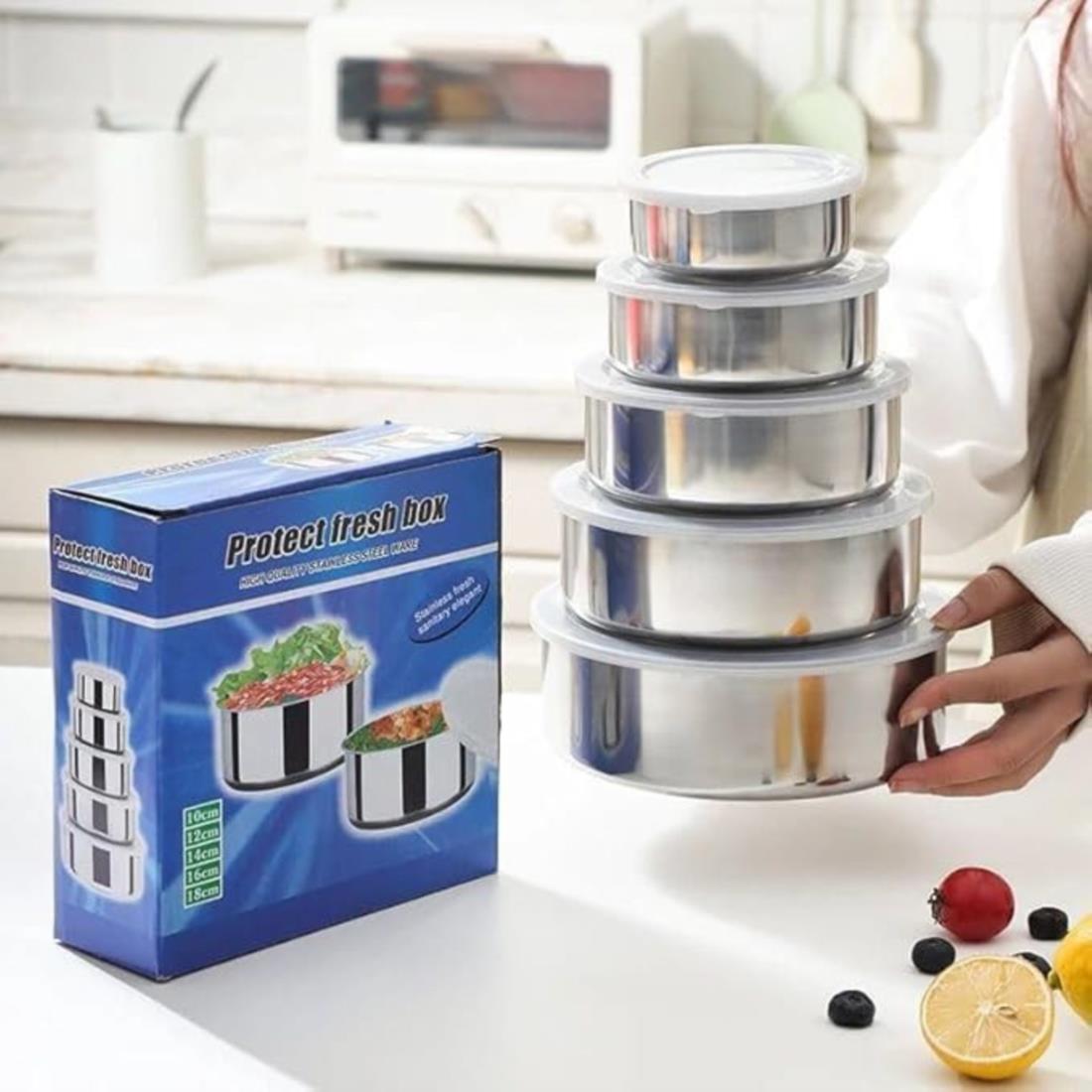 5 Pcs Stainless Steel Protect Fresh Storage Box