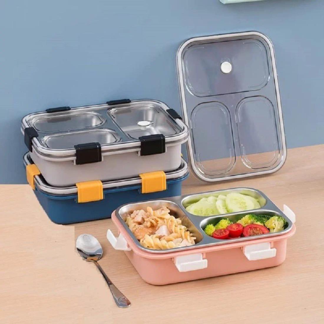 3 Compartment Steel Lunch Box