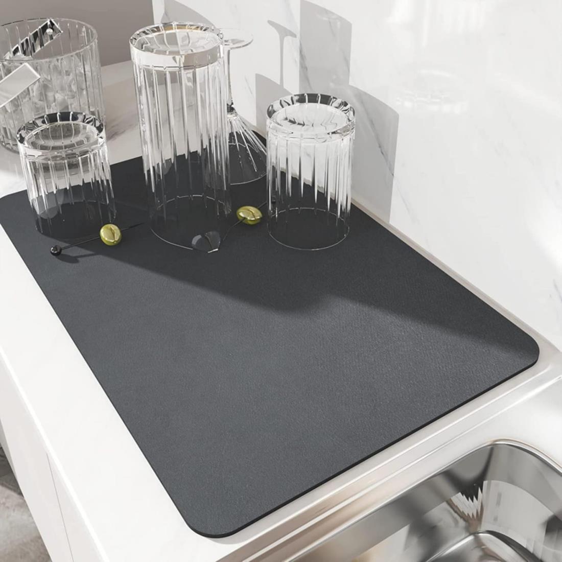 Dish Drying Mat (Black, 40X60 Cm)