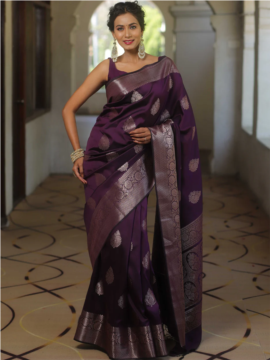 Women Jacquard Saree 1159 Wine
