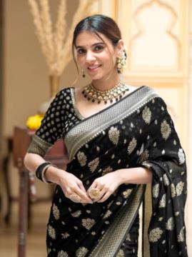 Women Jacquard Saree 1221 Black