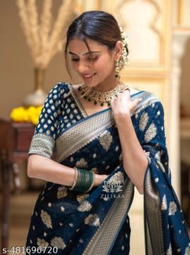 Women Jacquard Saree 1221 Nevy Blue