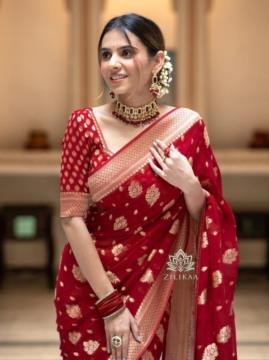 Women Jacquard Saree 1221 Red