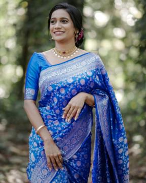 Women Jacquard Saree 1720 Royal Blue