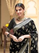 Women Jacquard Saree 1221 Black