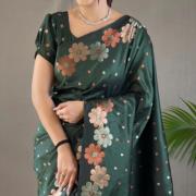 Women Jacquard Saree 1365 Green